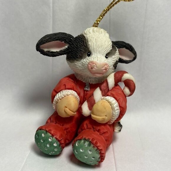 Mary’s Moo Moos Christmas Ornament Cow with Candy Cane - Picture 1 of 3